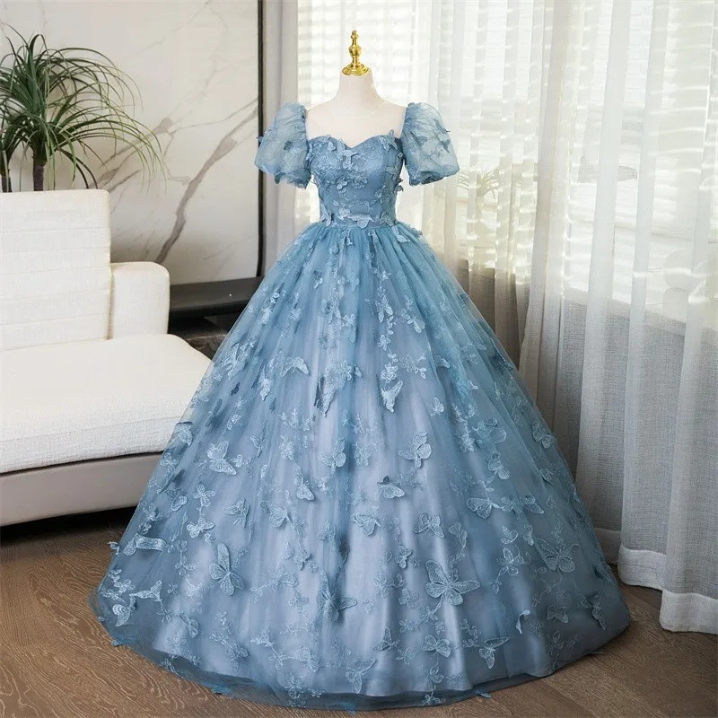 Embroidery Skirt - 2026 New Women's Grey Blue Banquet