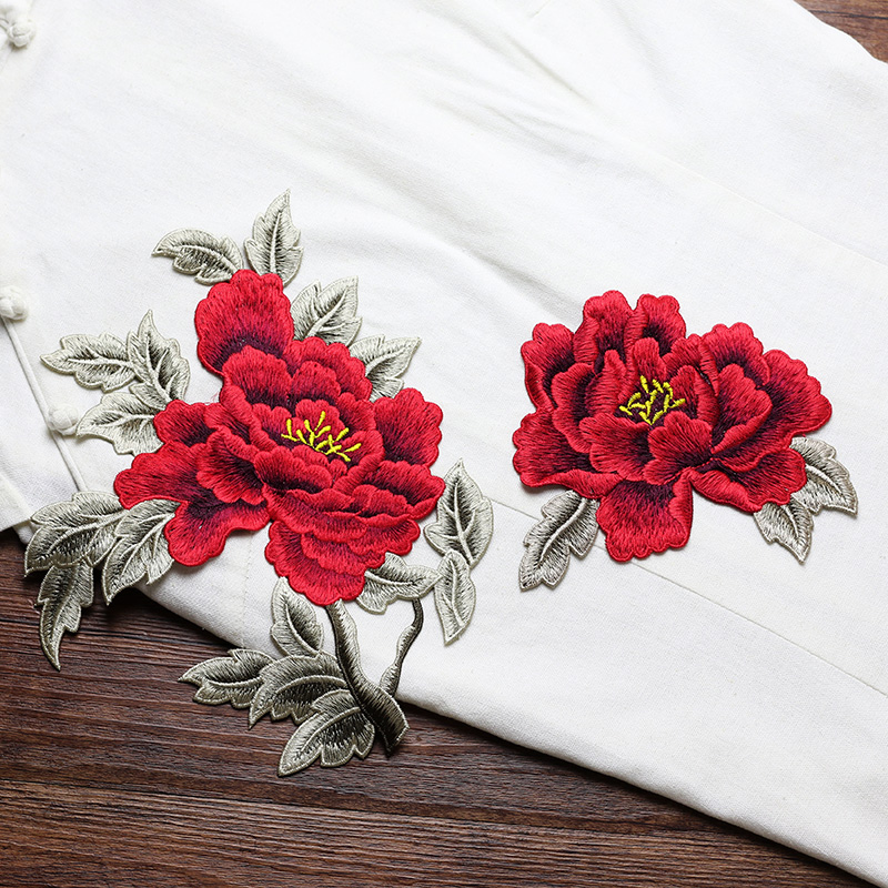 Embroidery Yellow Flower - 1 Pair Red Pink Yellow Embroidery