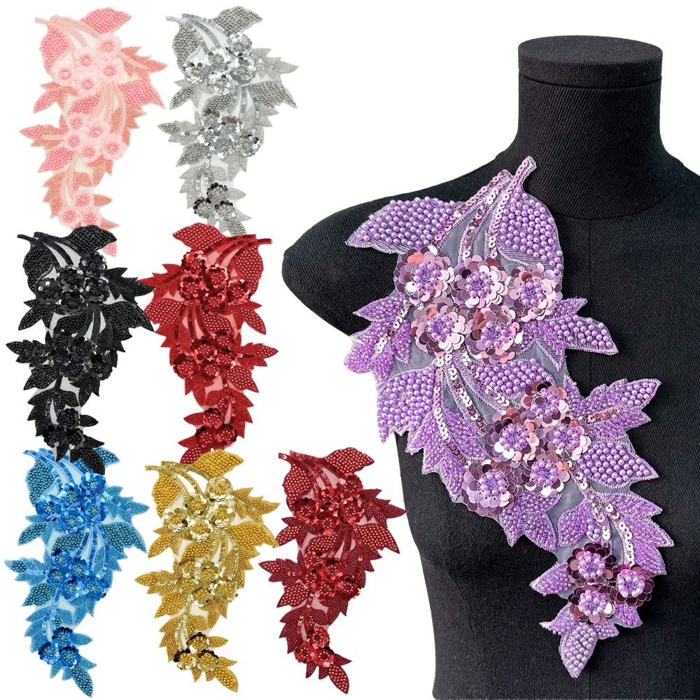 Embroidery Patches - Fashion 3D Sequin Flower Patches Embroidery