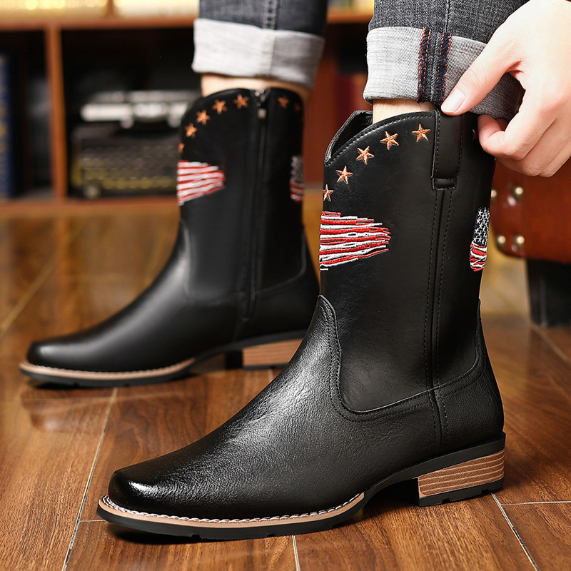 Embroidery Stitch - New Brand Men High Boots Embroidery