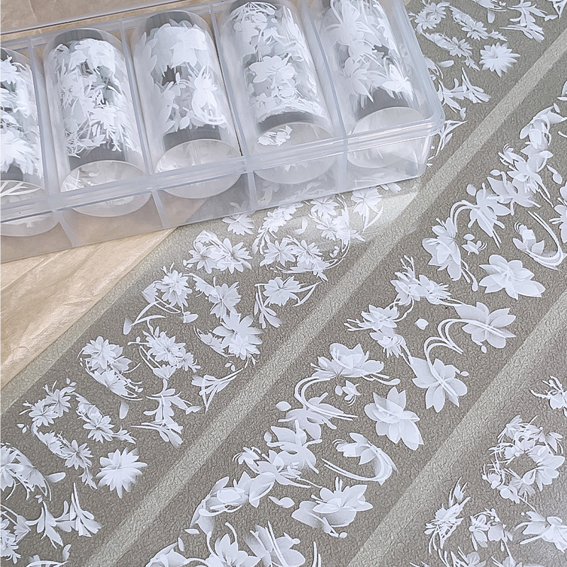 Transfer Paper Carbon - 6rolls/box White Flowers Nail Art Transfer