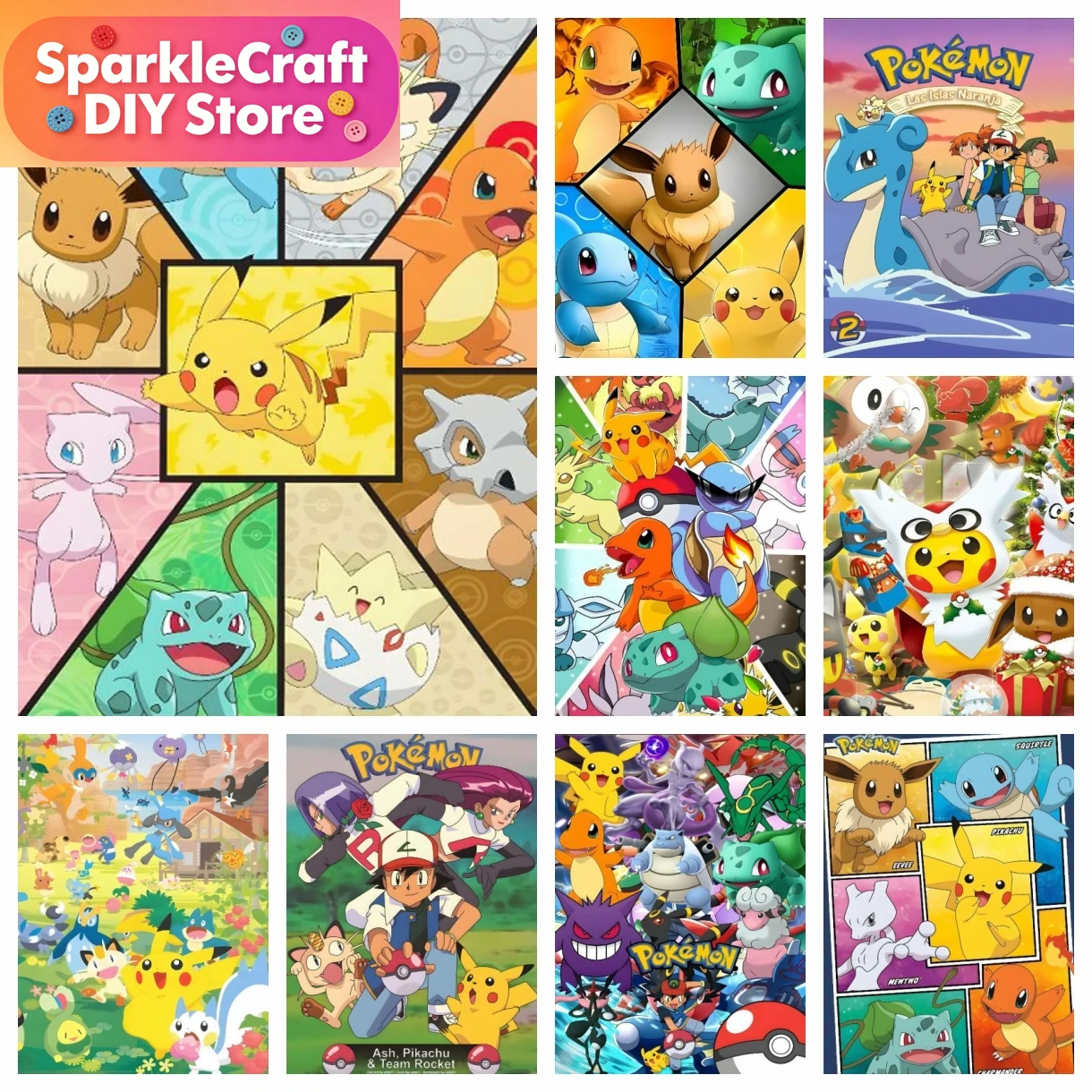Embroidery Ideas - 1pc frameless Cartoon Pokemon Anime Diamond