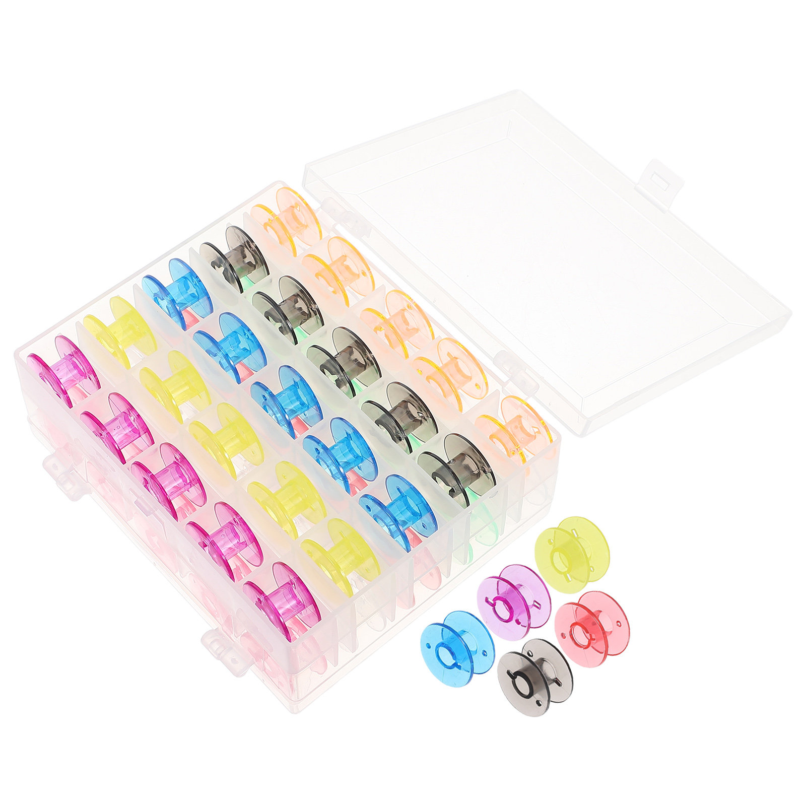 Embroidery Thread - 50Pcs Sewing Machine Bobbins Plastic Colored