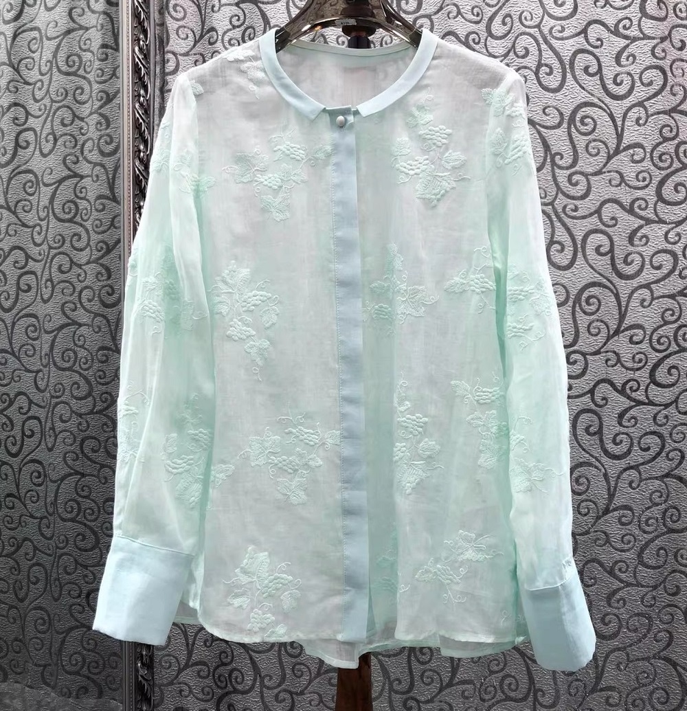 Embroidery Yellow Flower - Top Quality New Fashion Style Blouses
