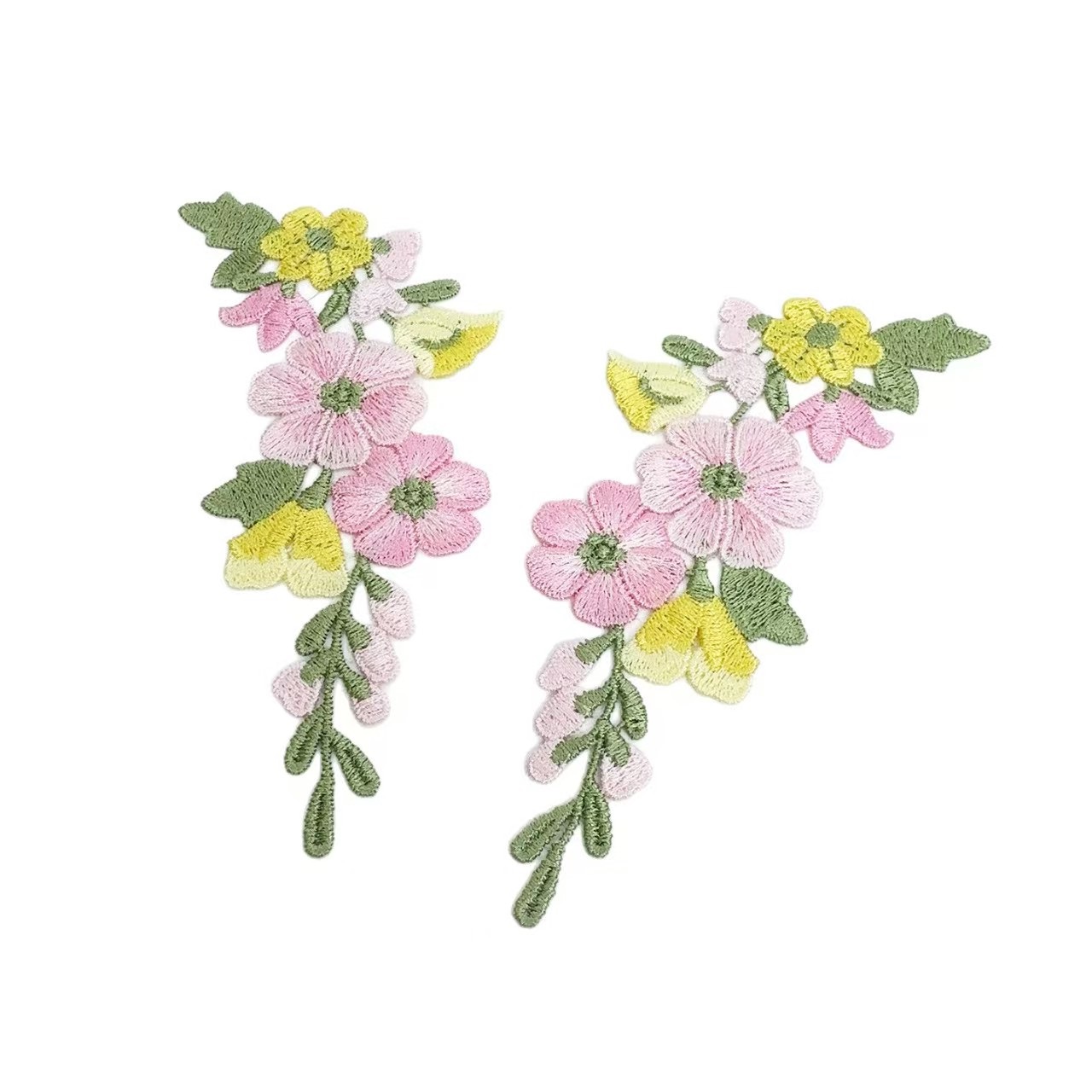 Embroidery Yellow Flower - 10Pcs/Lot 5.5*13cm Pink Yellow Green Flower