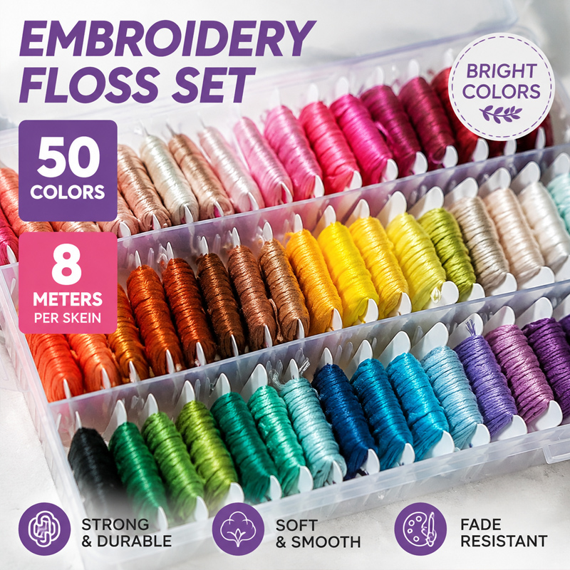 Embroidery Stitch - 100% Cotton Embroidery Thread Kit with