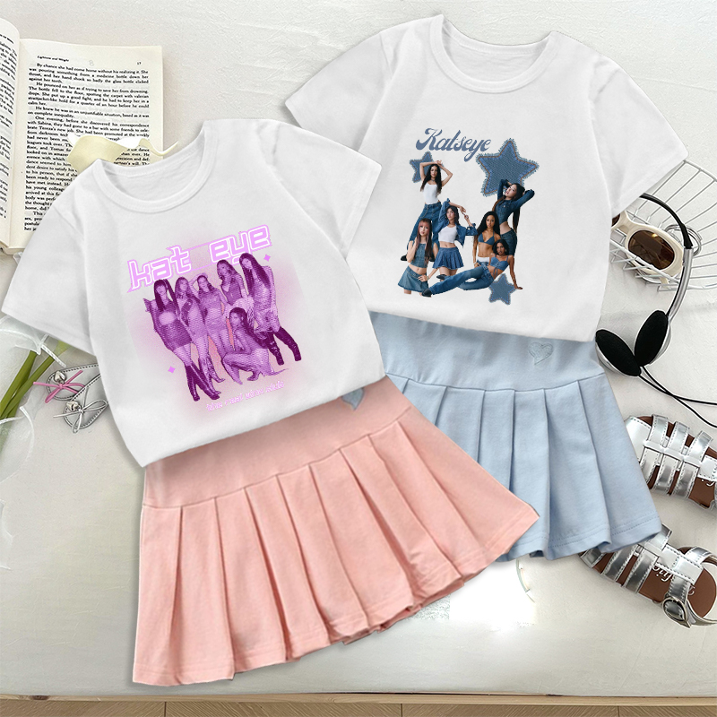 Fashion K POP K-KATSEYE T-shir - đánh giá và giá Embroidery Skirt