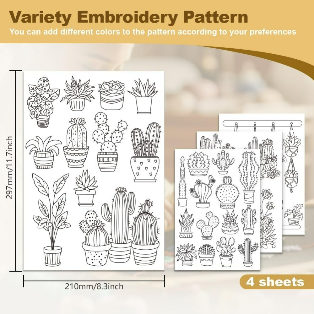 30Pcs Bonsai Cactus Embroidery - đánh giá và giá Embroidery Cloth