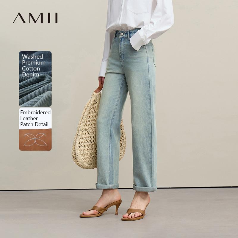 Amii Women's Jeans 2026 Summer - đánh giá và giá Embroidery Effect