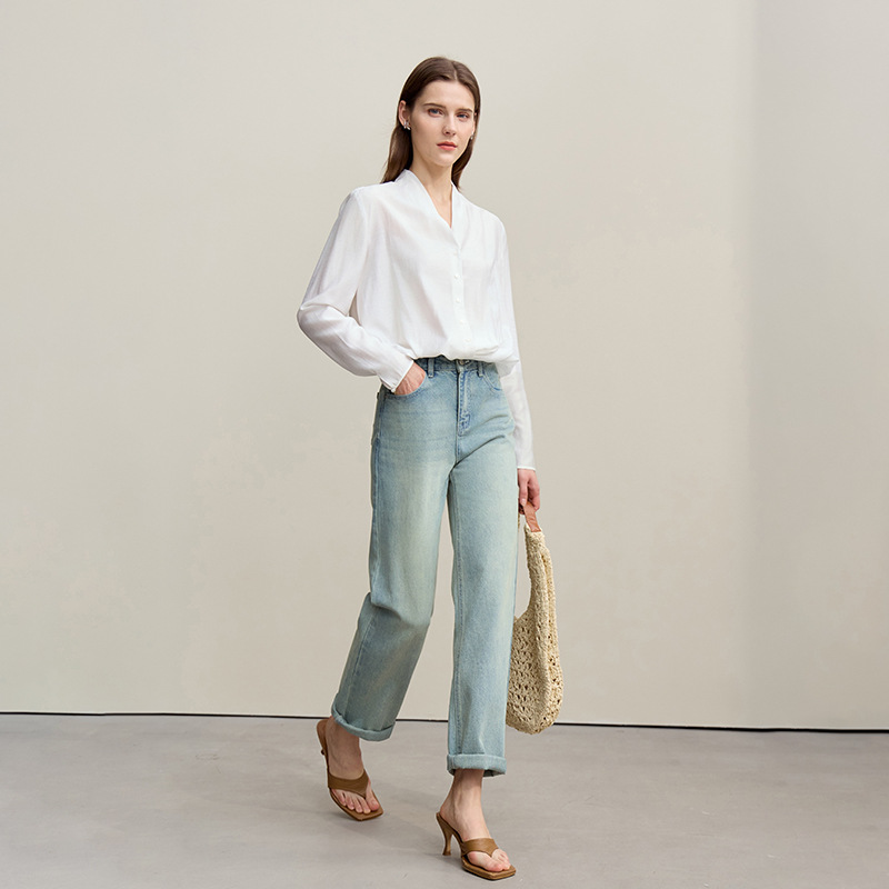 Amii Women's Jeans 2026 Summer - đánh giá và giá Embroidery Effect