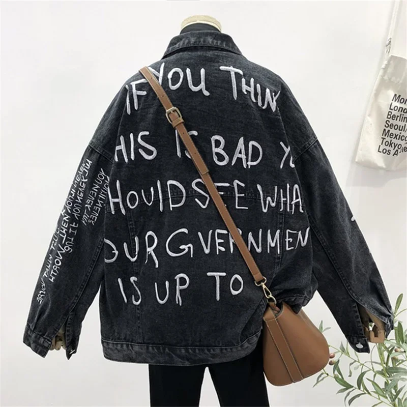 Autumn Korean Letter Embroider - đánh giá và giá Embroidery Jacket Jeans