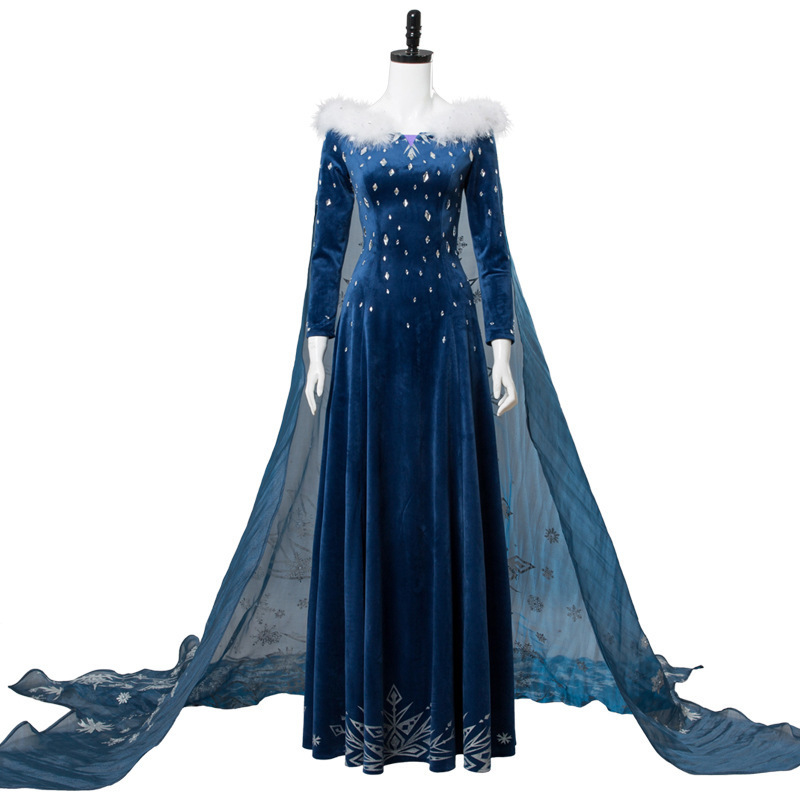 Elsa Cosplay Dress, Deep Blue  - đánh giá và giá Embroidery Skirt