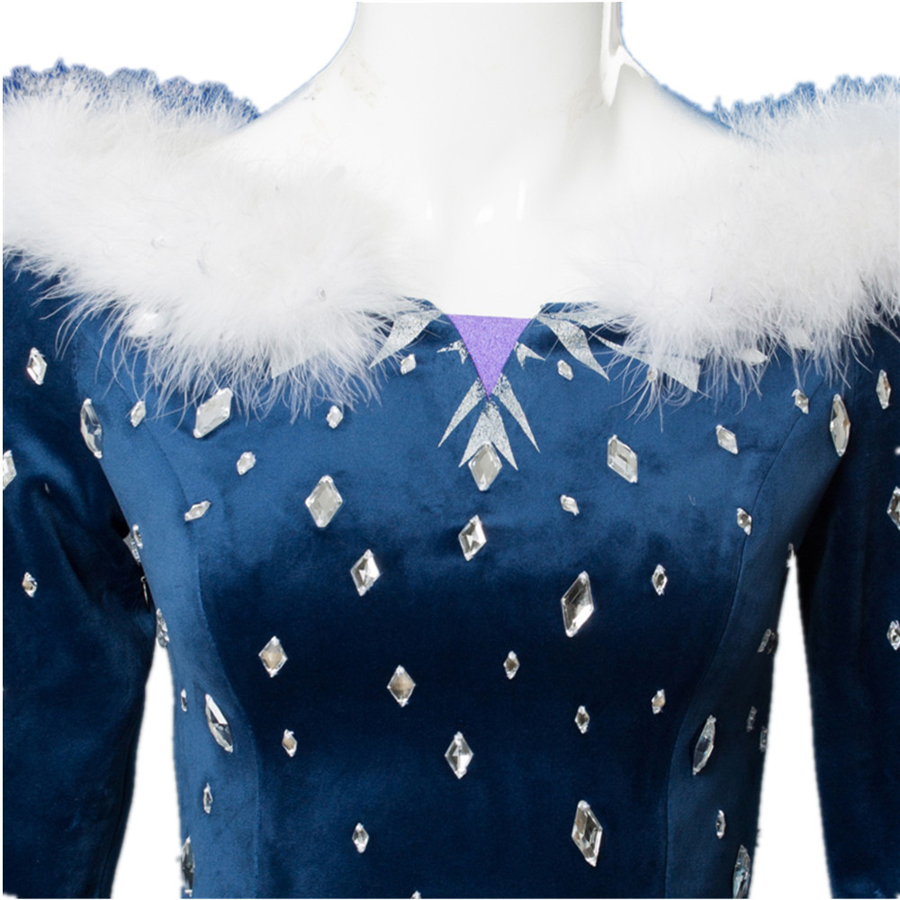 Elsa Cosplay Dress, Deep Blue  - đánh giá và giá Embroidery Skirt