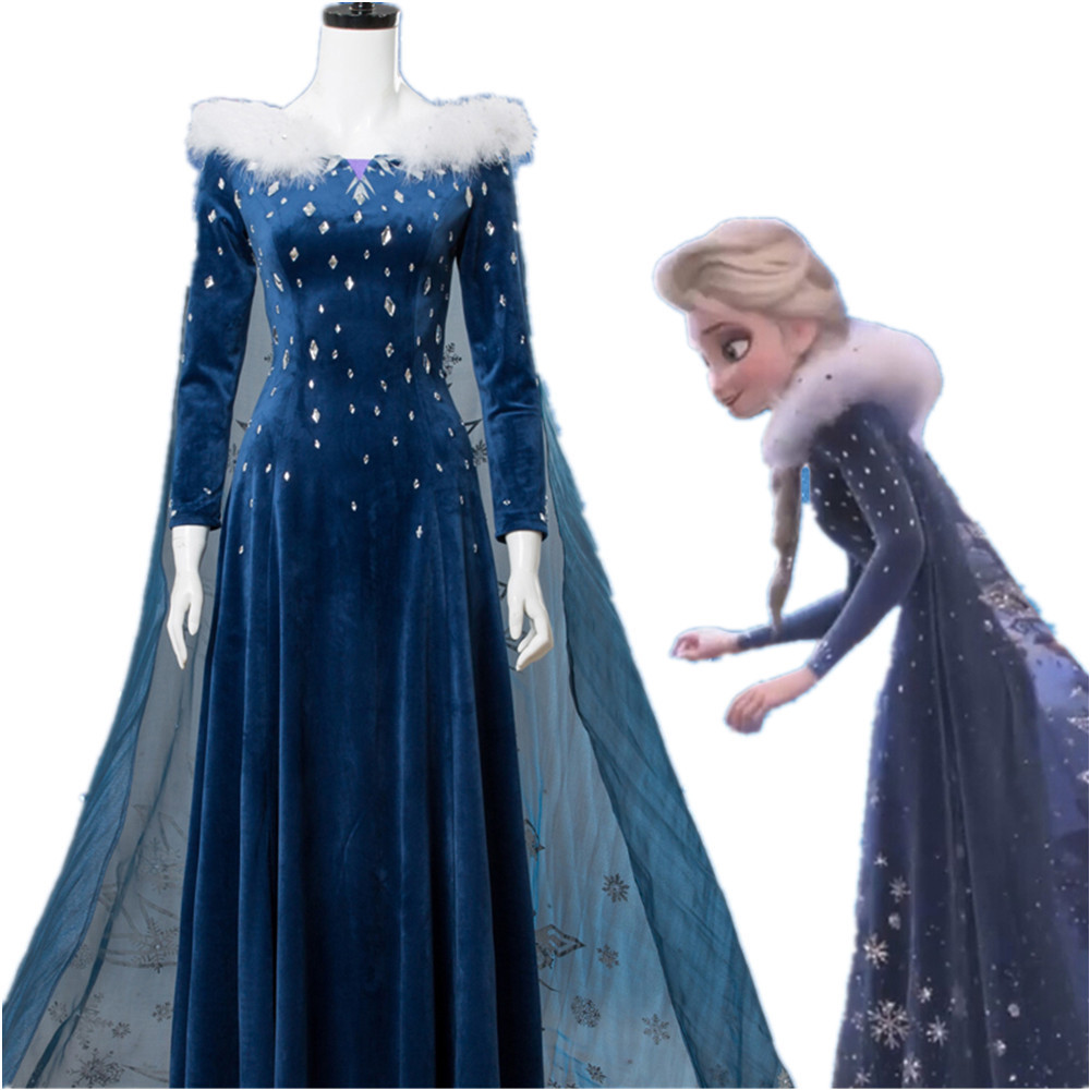 Elsa Cosplay Dress, Deep Blue  - đánh giá và giá Embroidery Skirt