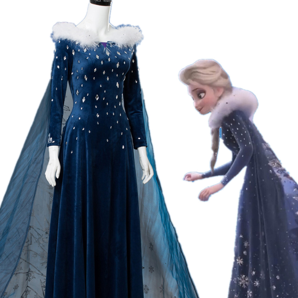 Elsa Cosplay Dress, Deep Blue  - đánh giá và giá Embroidery Skirt
