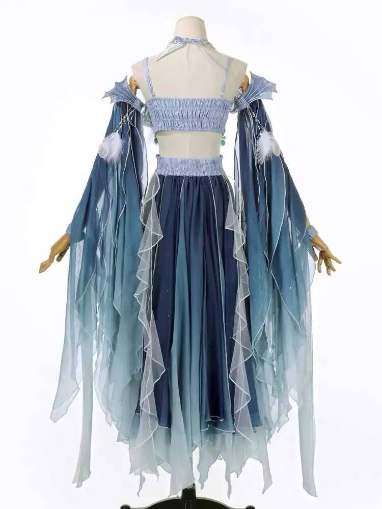 Exotic Blue Dress Heavy Embroi - đánh giá và giá Embroidery Skirt