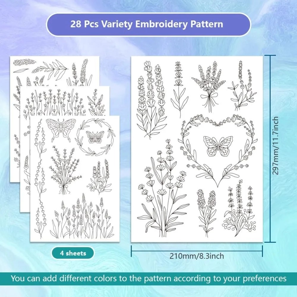 4 Sheets Lavender Flower Butte - đánh giá và giá Embroidery Cloth