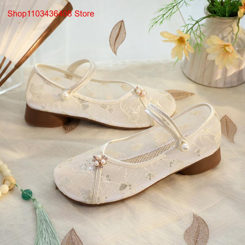 New Mesh Low Heels with Cheong - đánh giá và giá Embroidery Canvas
