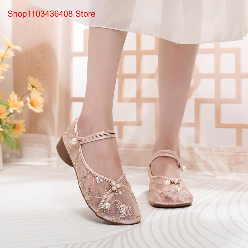New Mesh Low Heels with Cheong - đánh giá và giá Embroidery Canvas