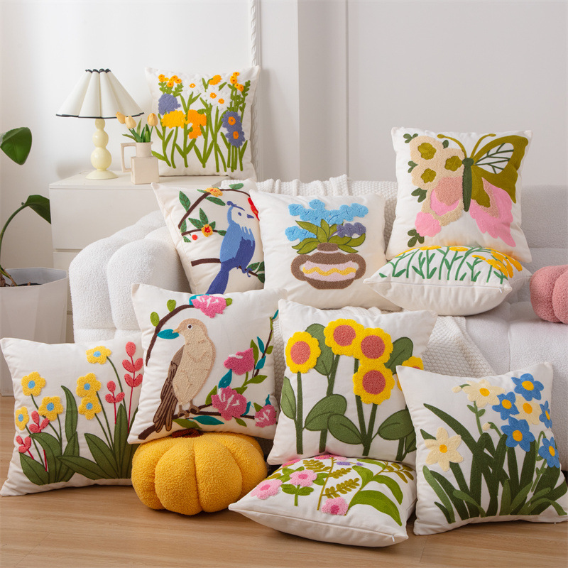 Cotton Canvas 3D Effect Birds  - đánh giá và giá Embroidery Effect
