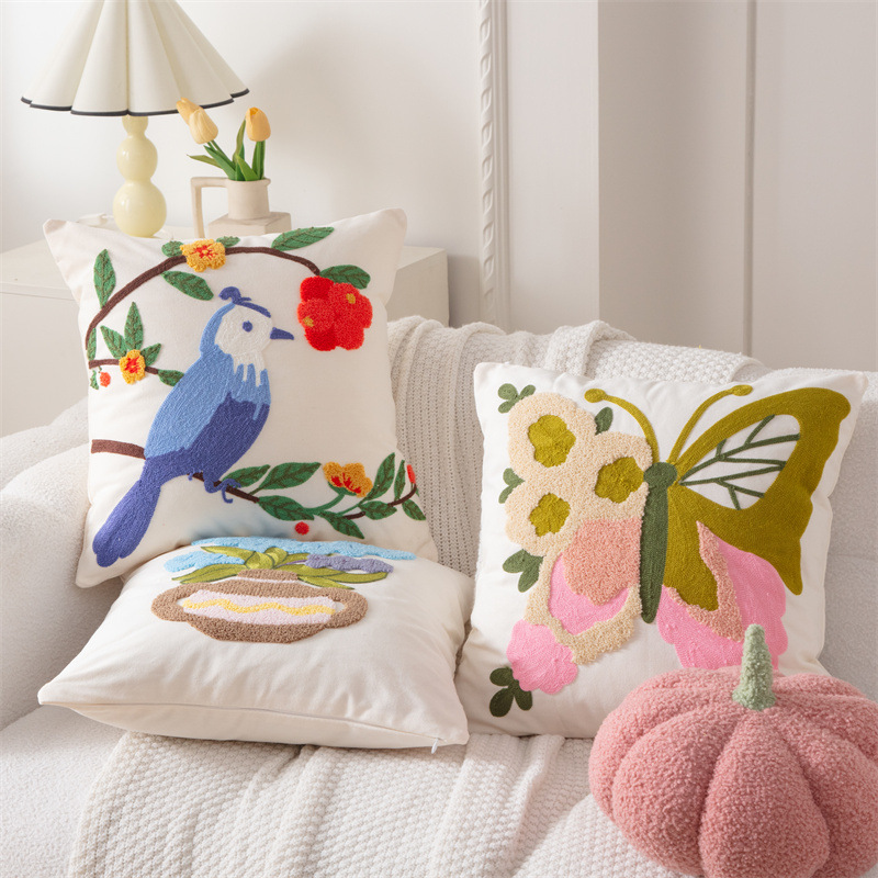 Cotton Canvas 3D Effect Birds  - đánh giá và giá Embroidery Effect
