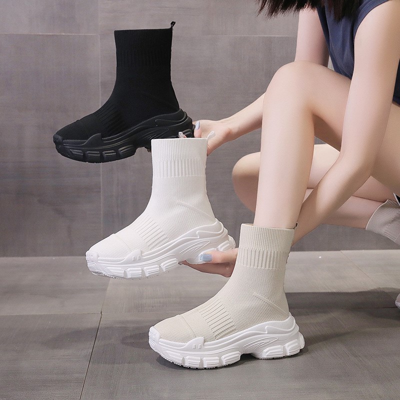 Sock boots women's summer new  - đánh giá và giá Embroidery Canvas