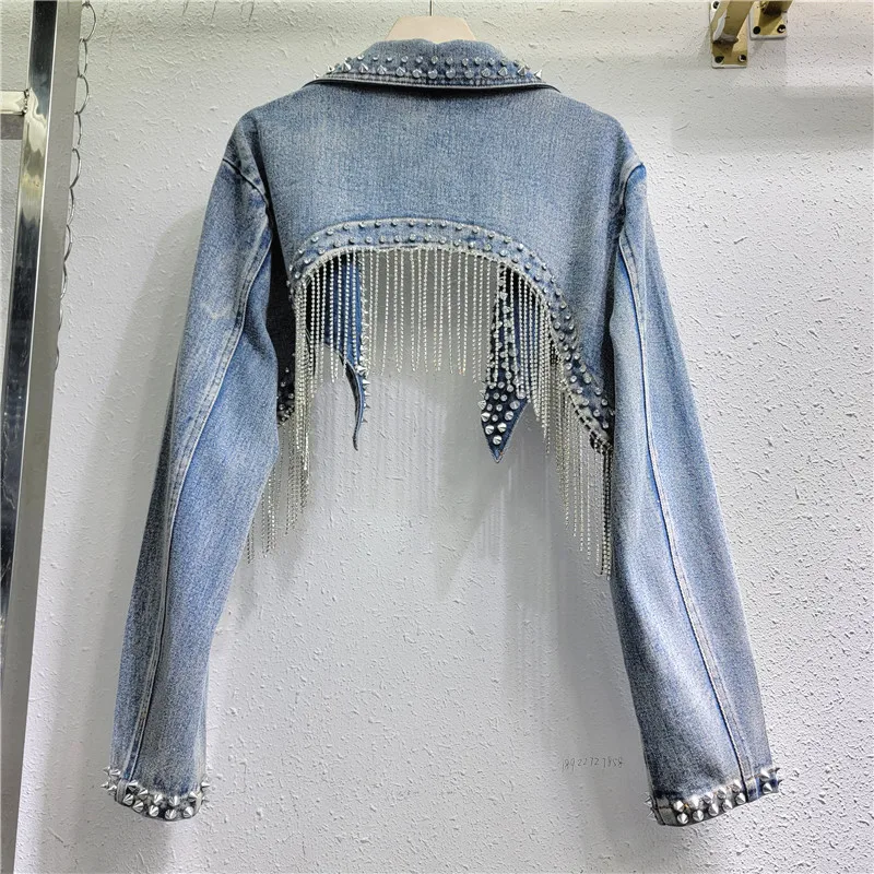 Rhinestone Beaded Tassels Rive - đánh giá và giá Embroidery Jacket Jeans