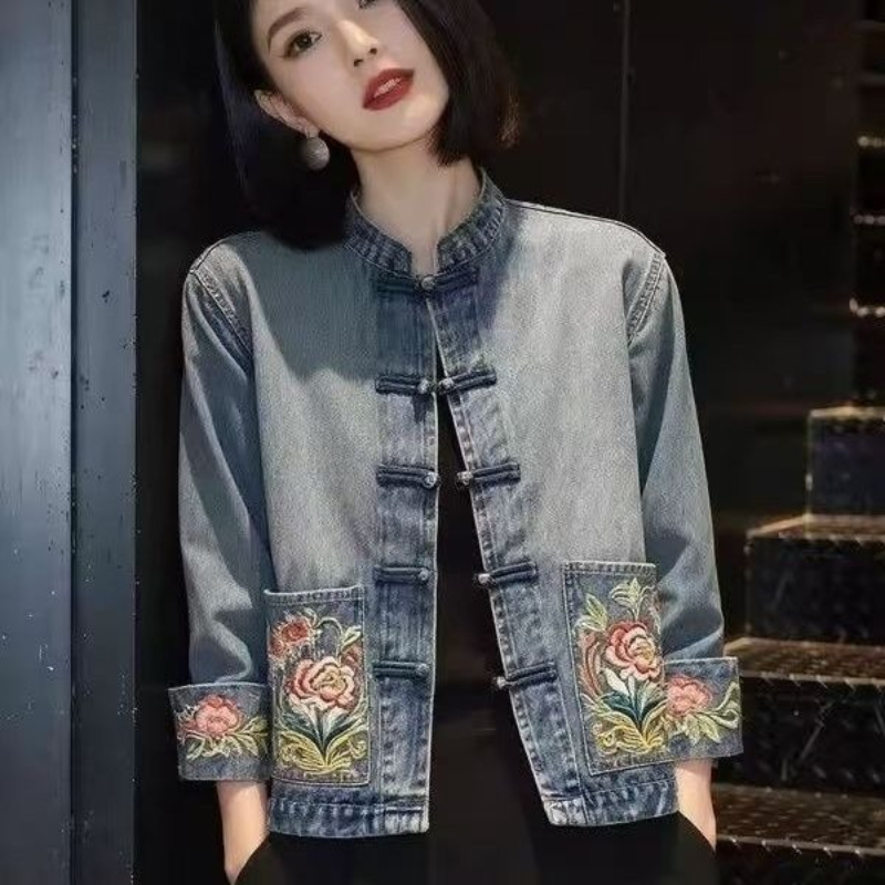 Spring Autumn Beautiful Embroi - đánh giá và giá Embroidery Jacket Jeans