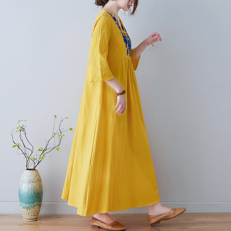New Ethnic Style Loose Deep V- - đánh giá và giá Embroidery Skirt