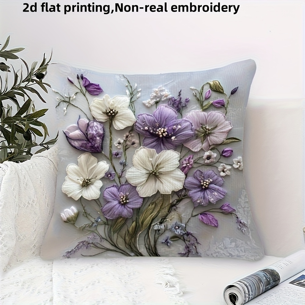 2D Effect Purple White Flower  - đánh giá và giá Embroidery Effect