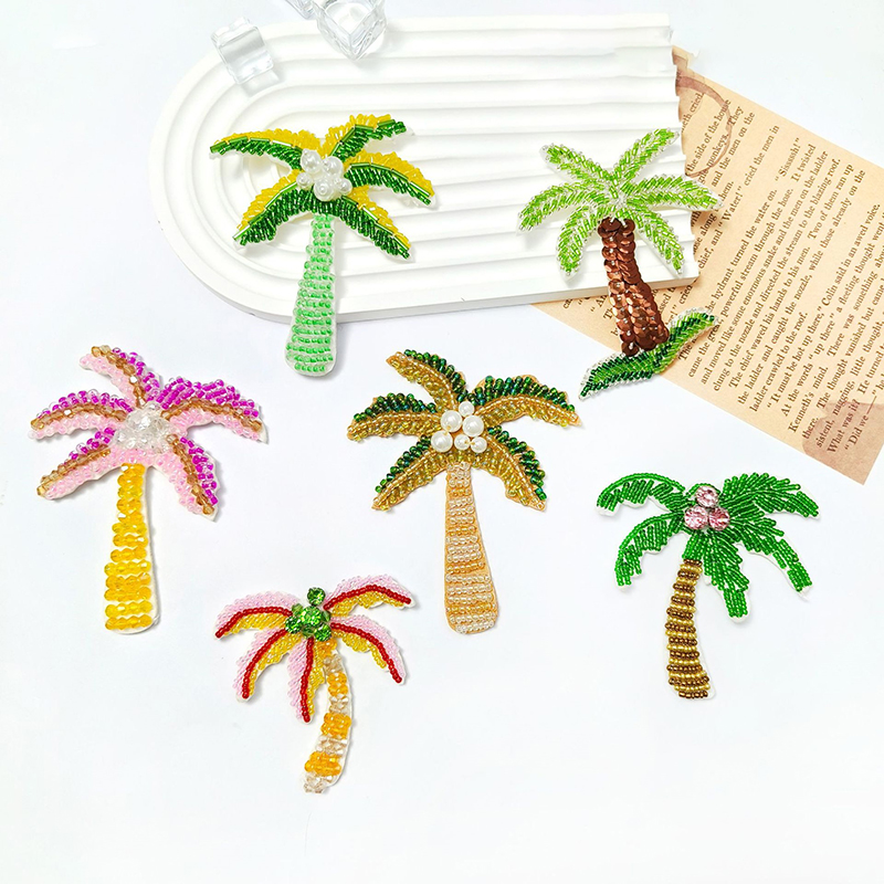 1Pc 3D Coconut Tree Beaded Pat - đánh giá và giá Embroidery Patches