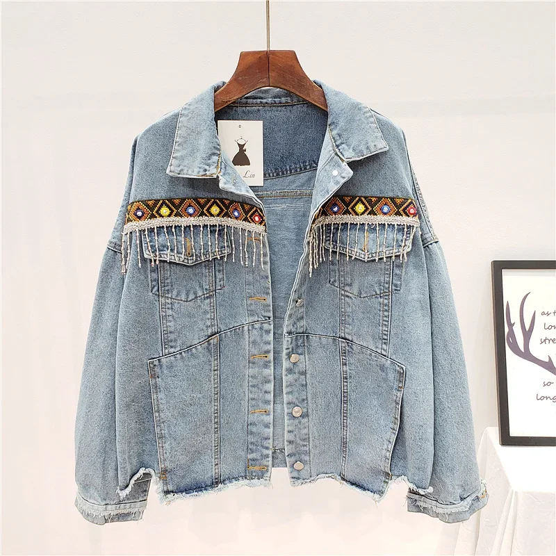 Embroidery Tassel Denim Jacket - đánh giá và giá Embroidery Jacket Jeans