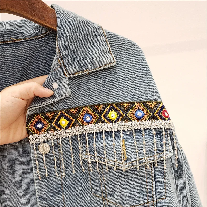 Embroidery Tassel Denim Jacket - đánh giá và giá Embroidery Jacket Jeans