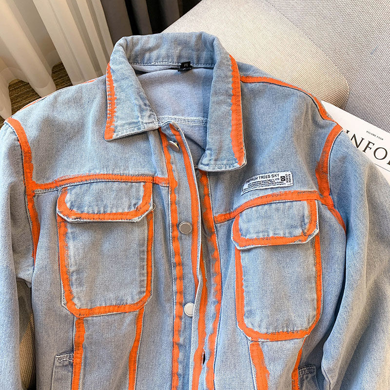 Retro Women Striped Graffiti C - đánh giá và giá Embroidery Jacket Jeans