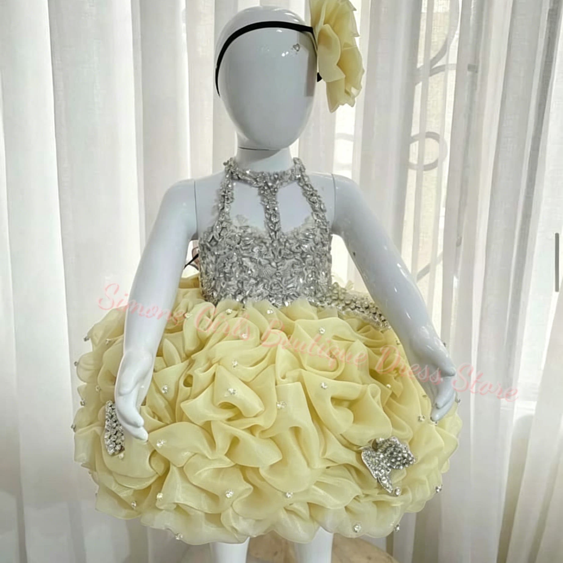 Yellow Ruffles Flower Girl Dre - đánh giá và giá Embroidery Yellow Flower