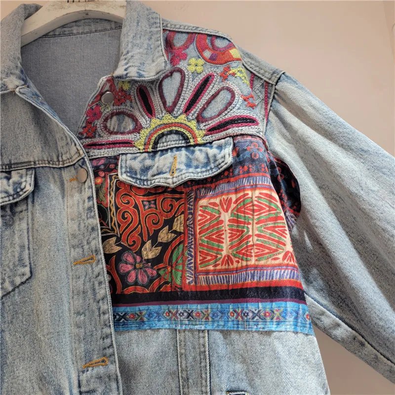 Vintage Blue Embroidery Splice - đánh giá và giá Embroidery Jacket Jeans