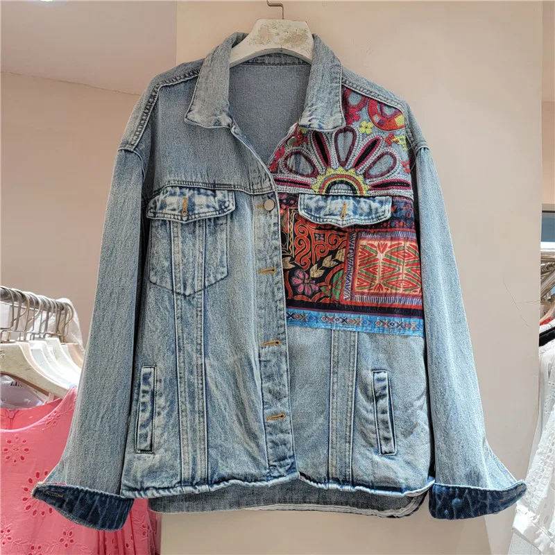 Vintage Blue Embroidery Splice - đánh giá và giá Embroidery Jacket Jeans
