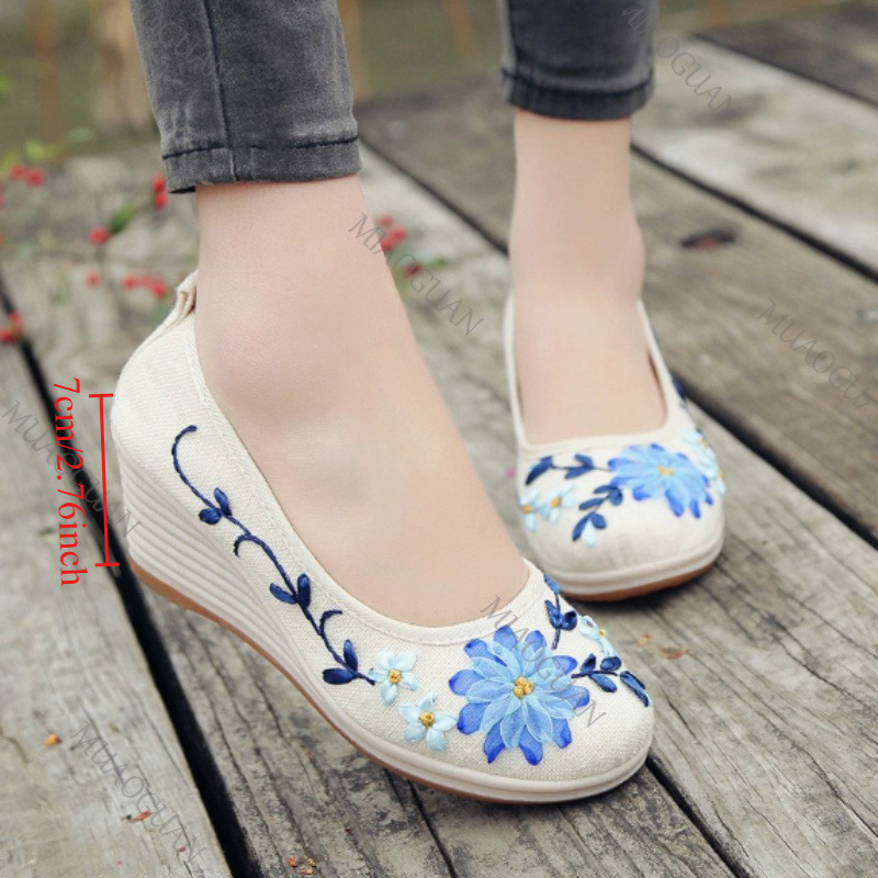 Embroidered Women Comfort Wedg - đánh giá và giá Embroidery Canvas