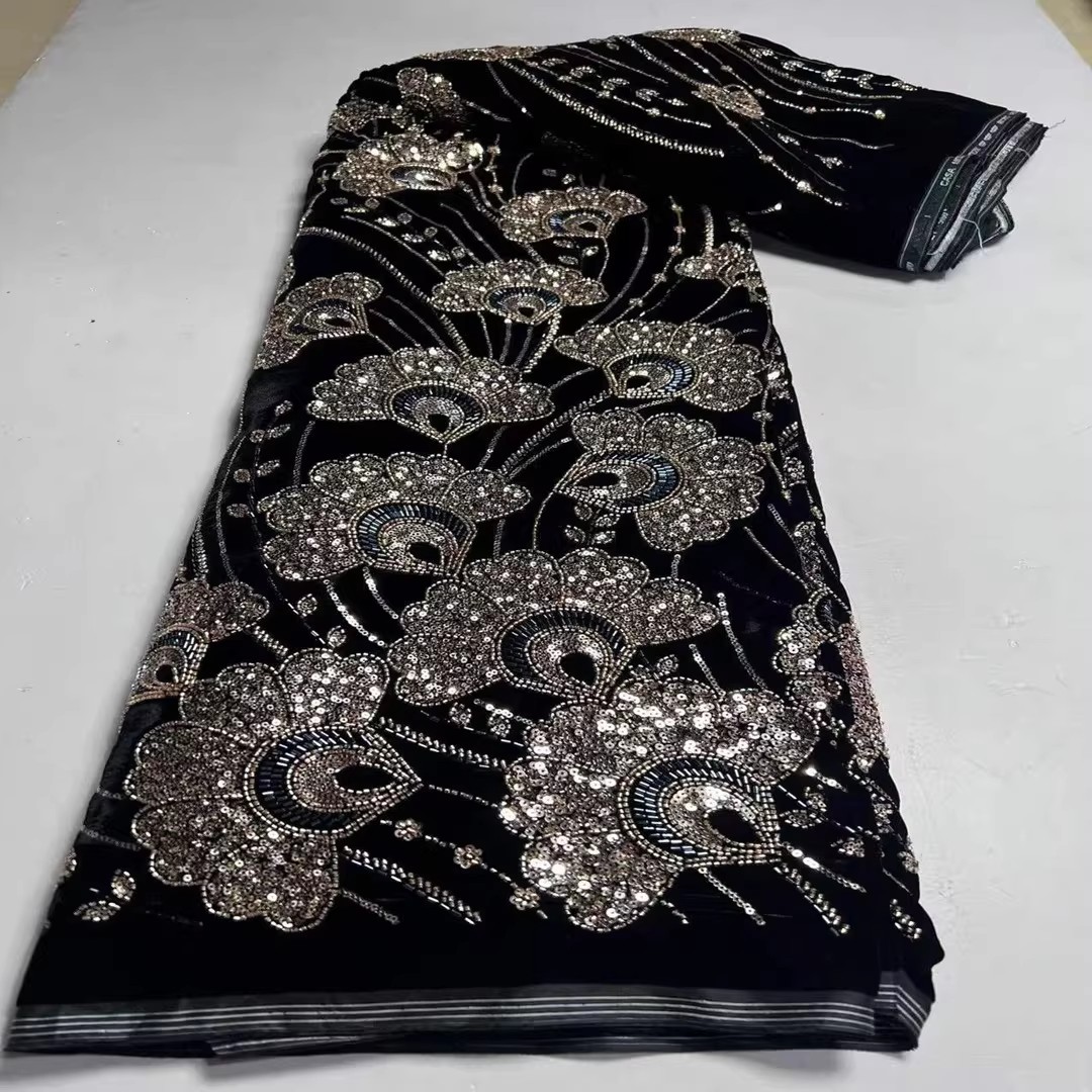 5yard New velvet tela Sequin b - đánh giá và giá Embroidery Youtube