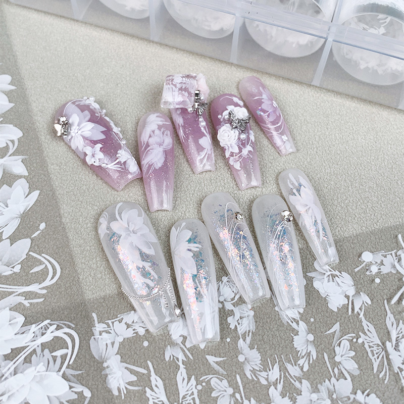 6rolls/box White Flowers Nail  - đánh giá và giá Transfer Paper Carbon