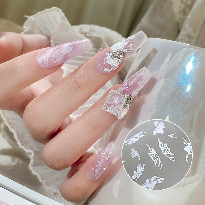 6rolls/box White Flowers Nail  - đánh giá và giá Transfer Paper Carbon