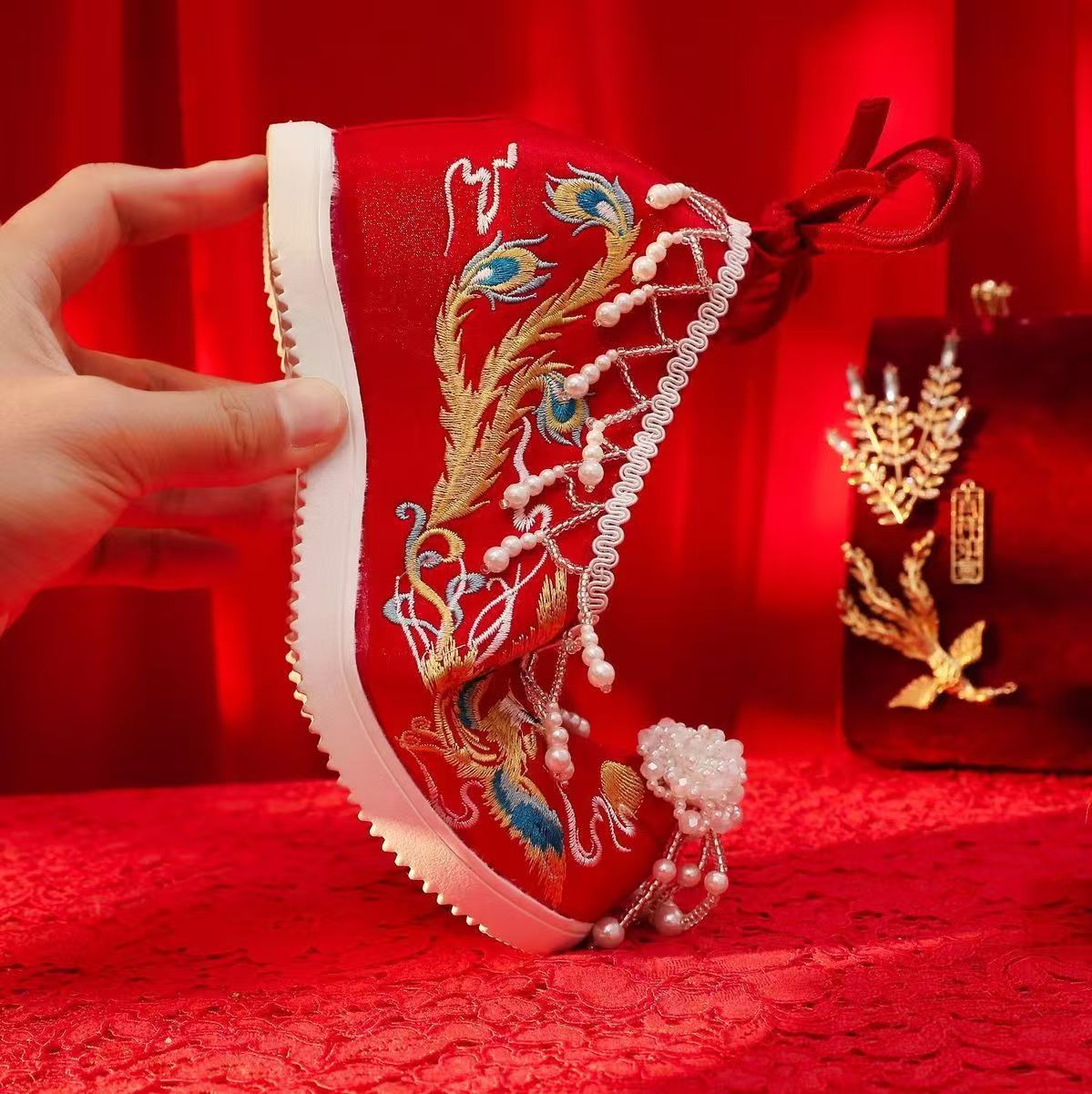 Women New Red Embroidered Wedd - đánh giá và giá Embroidery Canvas