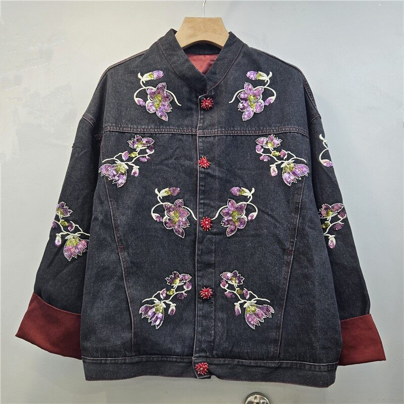 Heavy Work Sequins Flower Embr - đánh giá và giá Embroidery Jacket Jeans