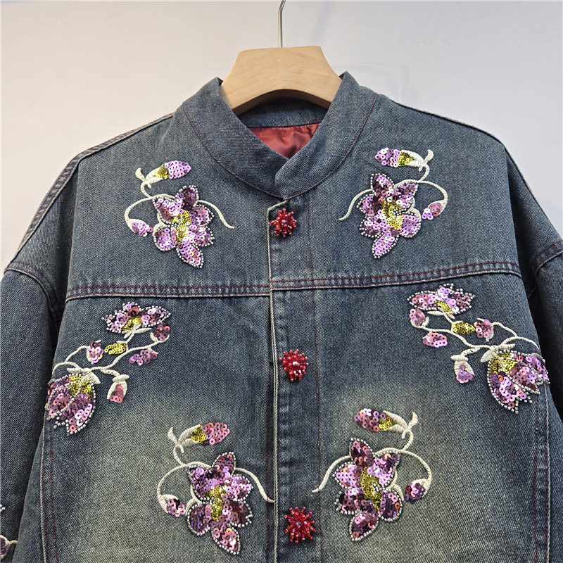 Heavy Work Sequins Flower Embr - đánh giá và giá Embroidery Jacket Jeans