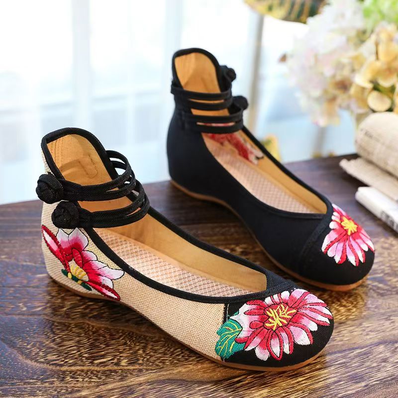 Woman Wedges Embroidered Cloth - đánh giá và giá Embroidery Canvas