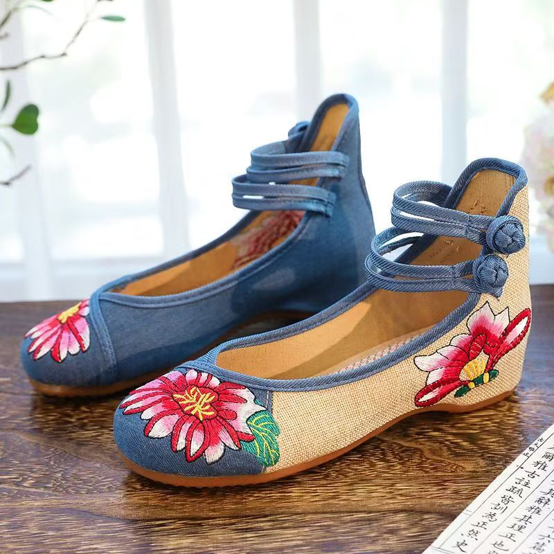 Woman Wedges Embroidered Cloth - đánh giá và giá Embroidery Canvas