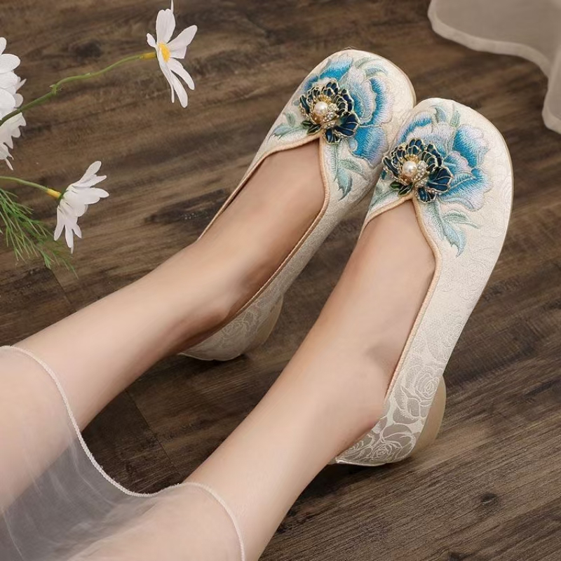 Woman Low Heel Embroidered Clo - đánh giá và giá Embroidery Canvas
